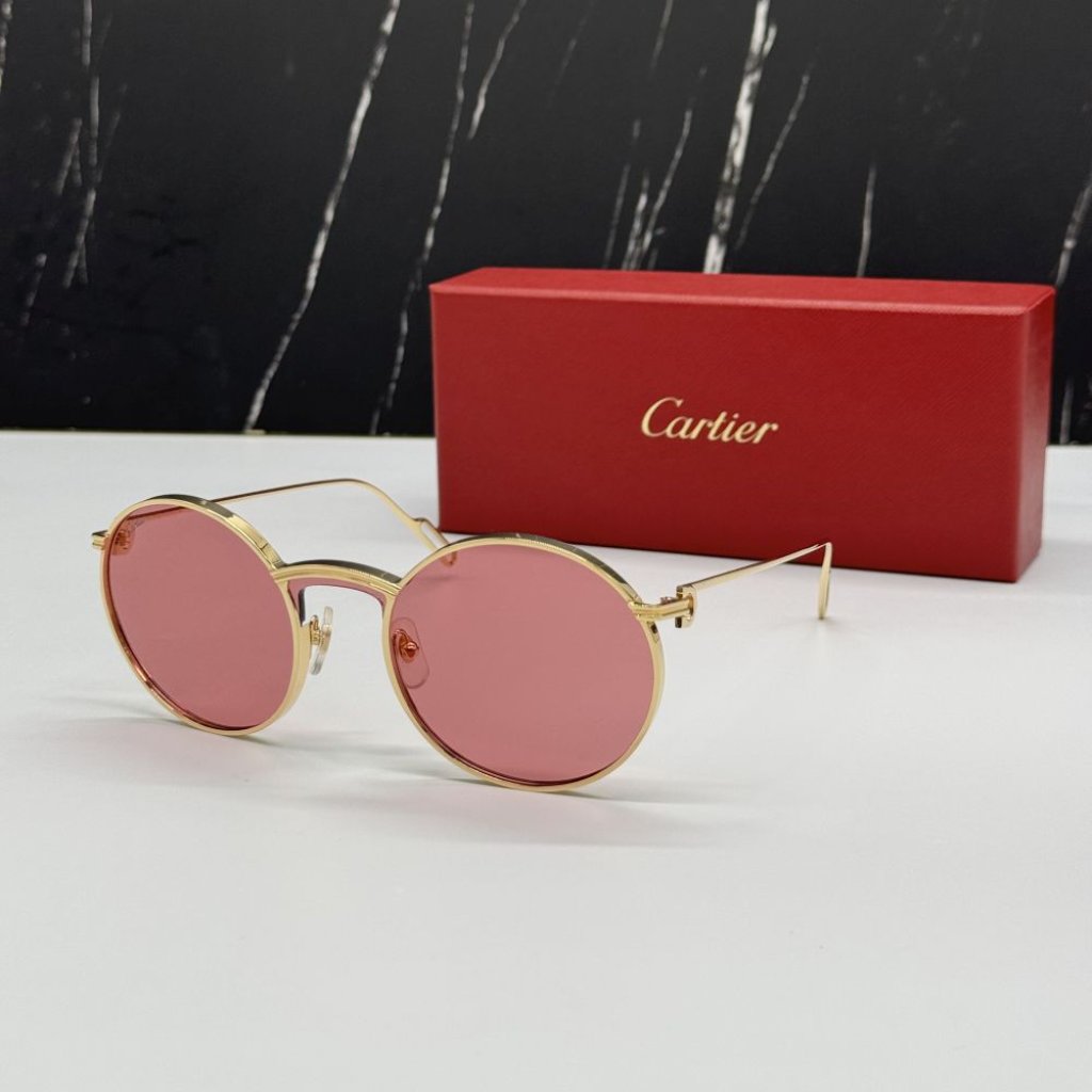 New Cartier Ct0274s 003 Cartier GoldRed Titanium Women Cartier Sunglasses